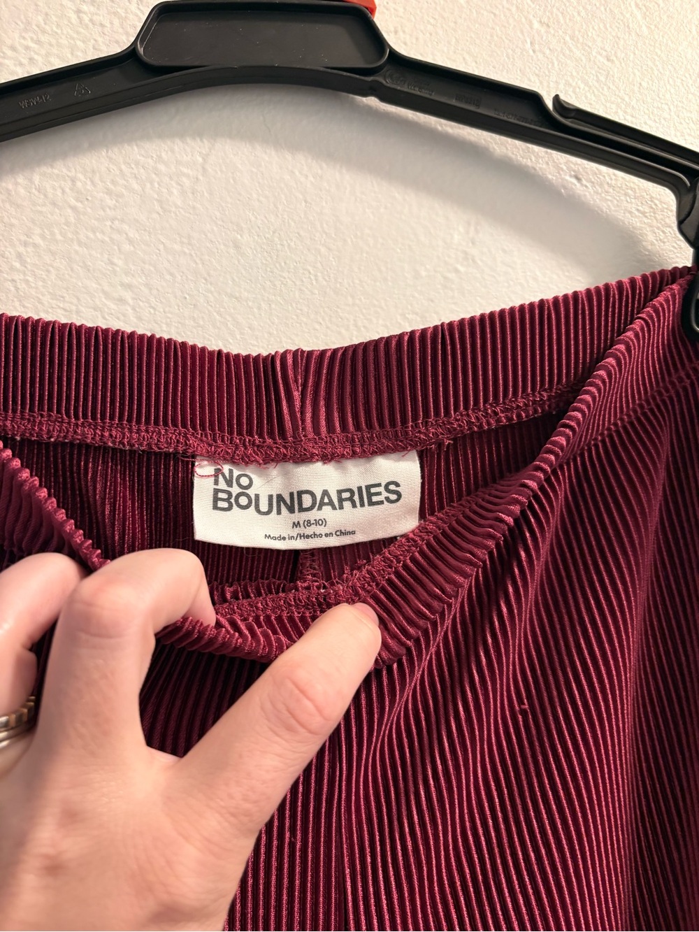 Ribbed Deep Burgundy Wide-Leg Pants - Picture 3 of 5